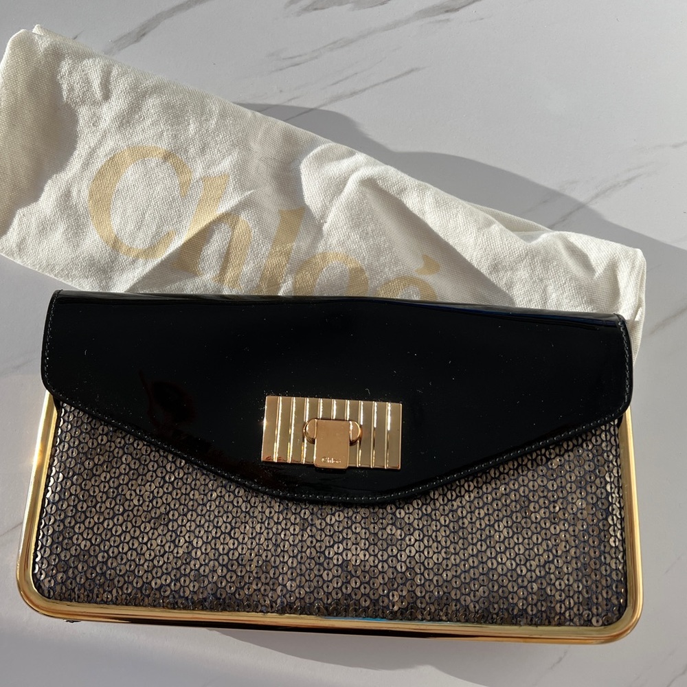 Chloe Sally Clutch (Rare Sequin/Patent Leather Combo)